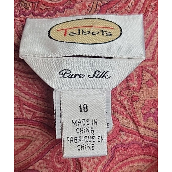Talbots Red Paisley Print Silk Button Front Sleeveless Tank Top Women's Size 18 - Picture 3 of 9